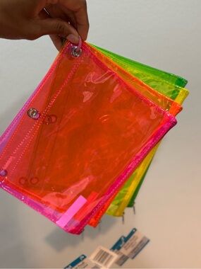 Jot Dollar Tree Viral Neon Clear Vinyl zip bag set of 4